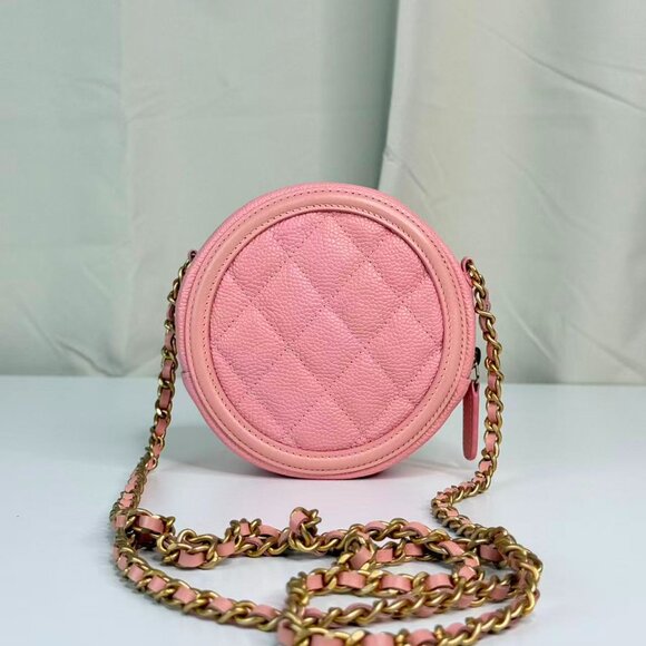 Chanel Pink Caviar Leather Round Shoulder Bag Crossbody - Picture 5 of 9